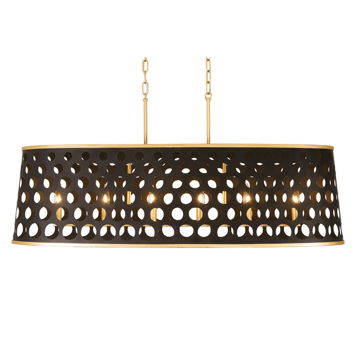 Six Light Pendant from the Bailey collection in Matte Black/French Gold finish