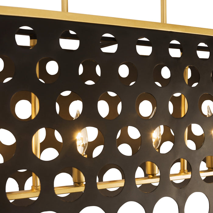 Six Light Pendant from the Bailey collection in Matte Black/French Gold finish