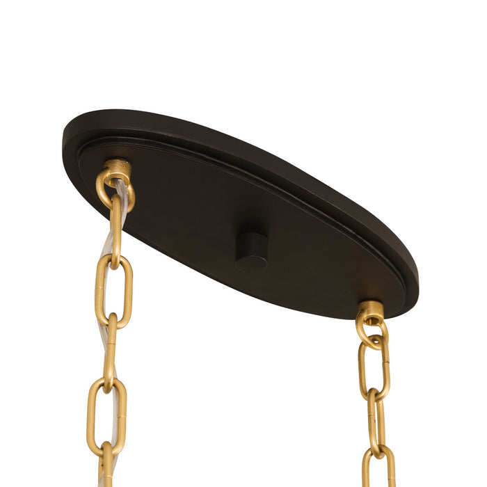 Six Light Pendant from the Bailey collection in Matte Black/French Gold finish