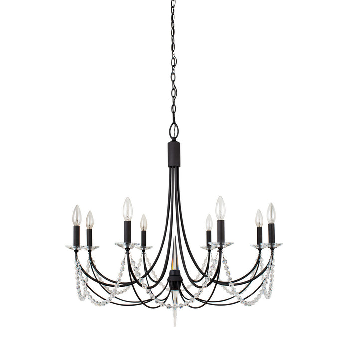 Eight Light Chandelier from the Brentwood collection in Carbon Black finish