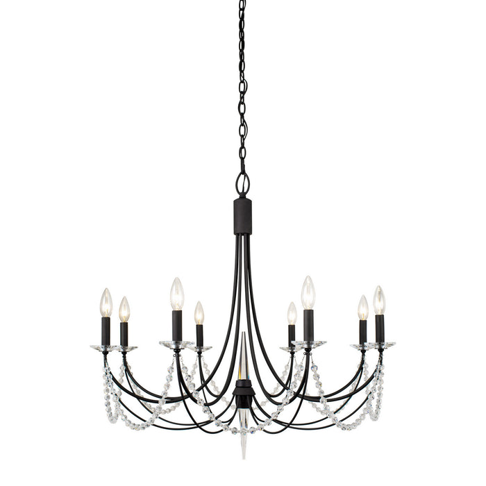 Eight Light Chandelier from the Brentwood collection in Carbon Black finish