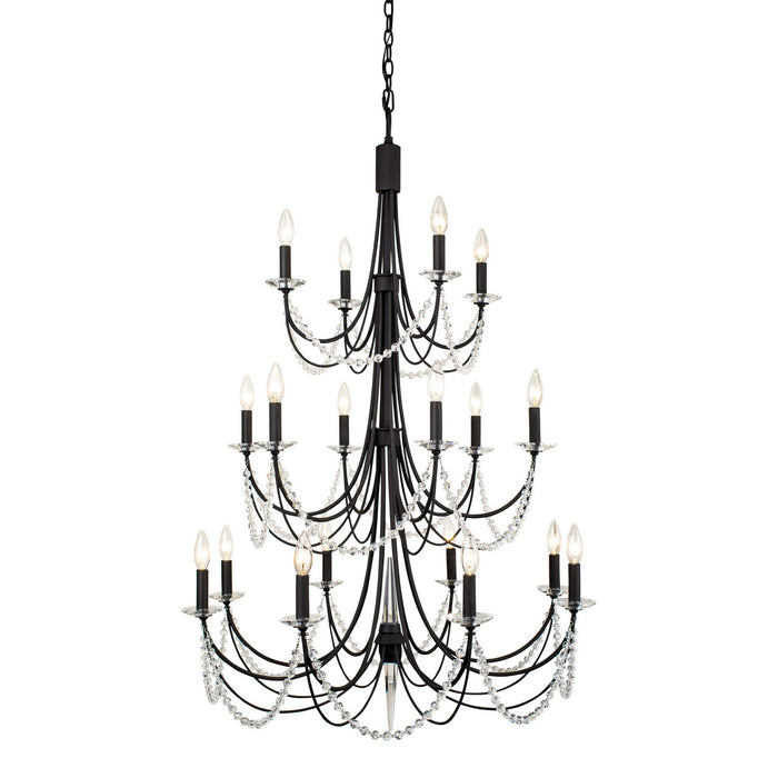 18 Light Chandelier from the Brentwood collection in Carbon Black finish