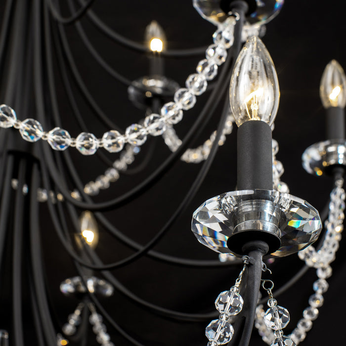 18 Light Chandelier from the Brentwood collection in Carbon Black finish