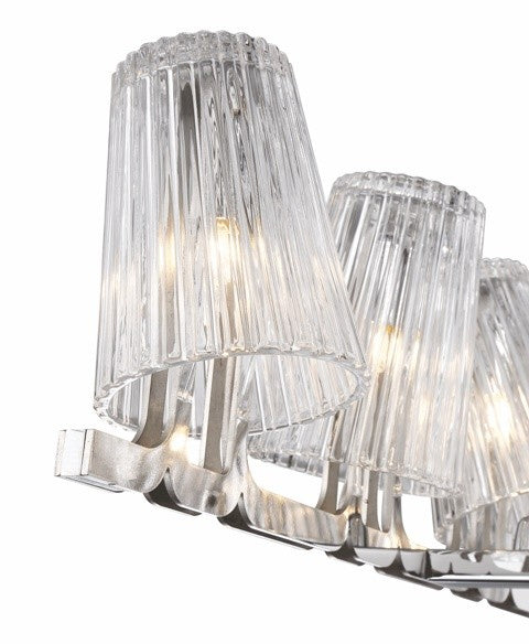 Chandelier from the Glacial collection in Chrome With Ribbed Glass finish