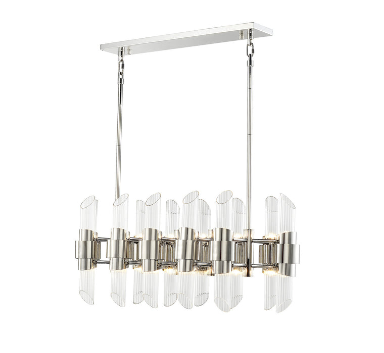 24 Light Chandelier from the Pillar collection in Polished Nickel With Glass finish