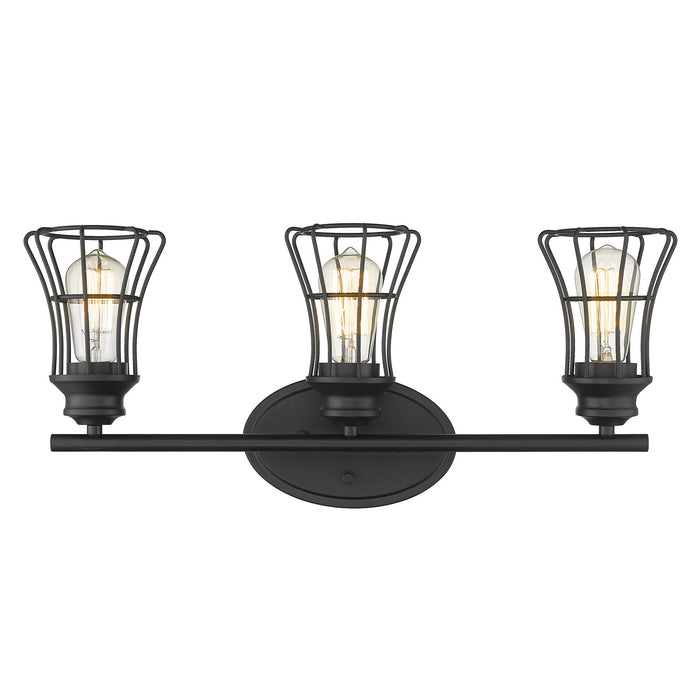 Three Light Vanity from the Piers collection in Matte Black finish