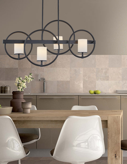 Four Light Island Chandelier from the Fusion™ collection in Matte Black finish