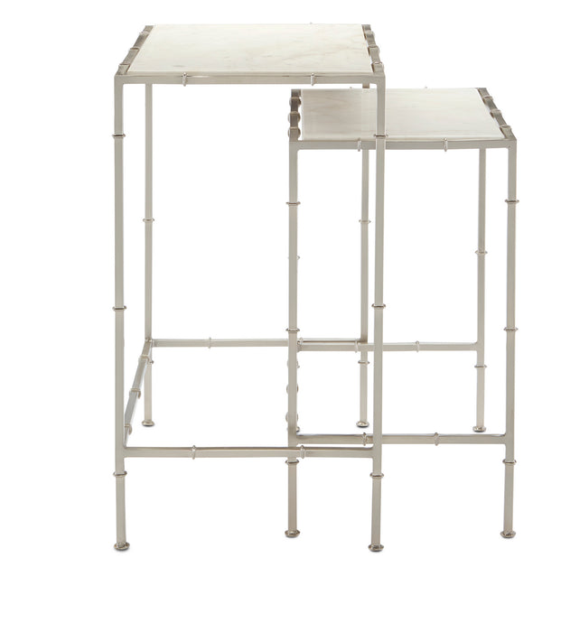 Nesting Table Set of 2 in Nickel/White finish