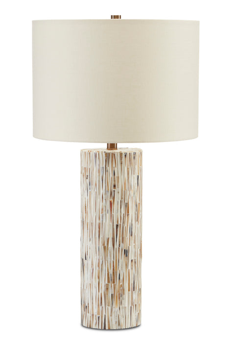 One Light Table Lamp in Natural Bone/Antique Brass finish