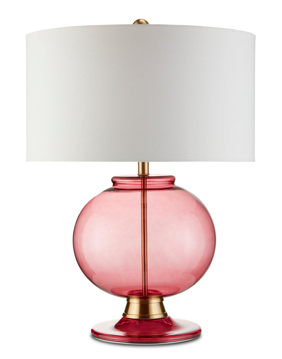 One Light Table Lamp in Clear Red/Brass finish