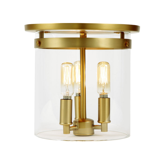 Three Light Flushmount from the Roxbury collection in Satin Brass finish