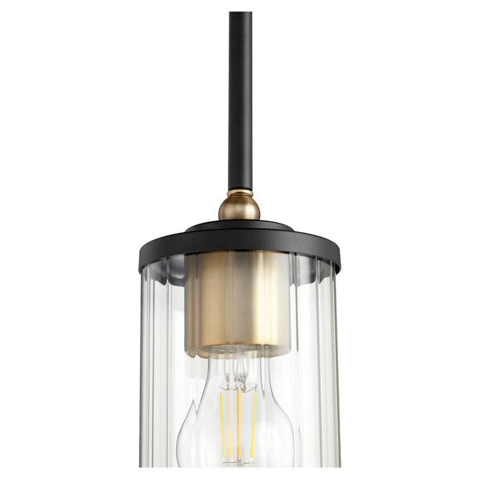 One Light Pendant from the Empire collection in Noir w/ Aged Brass finish