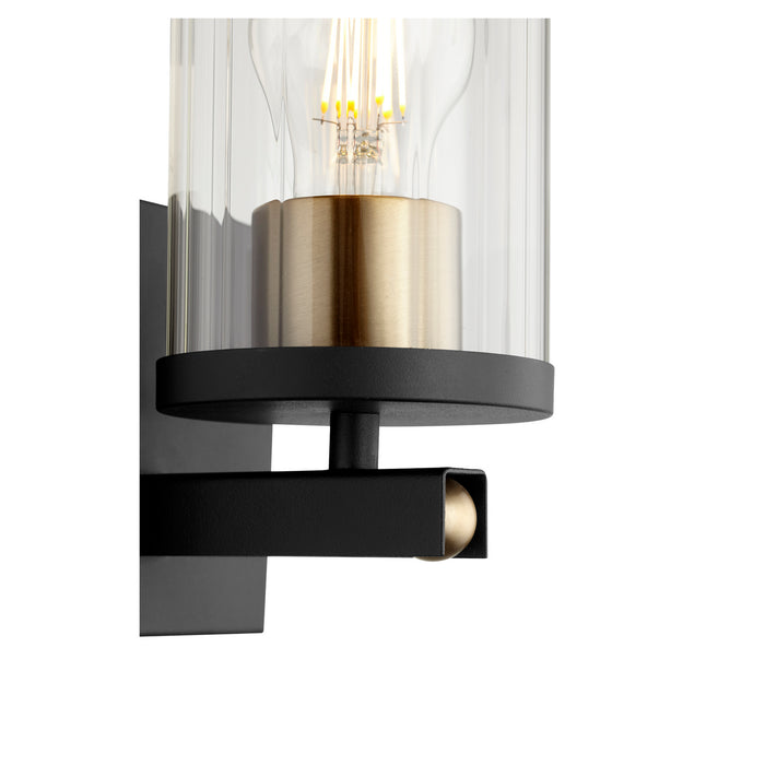 One Light Wall Mount from the Empire collection in Noir w/ Aged Brass finish