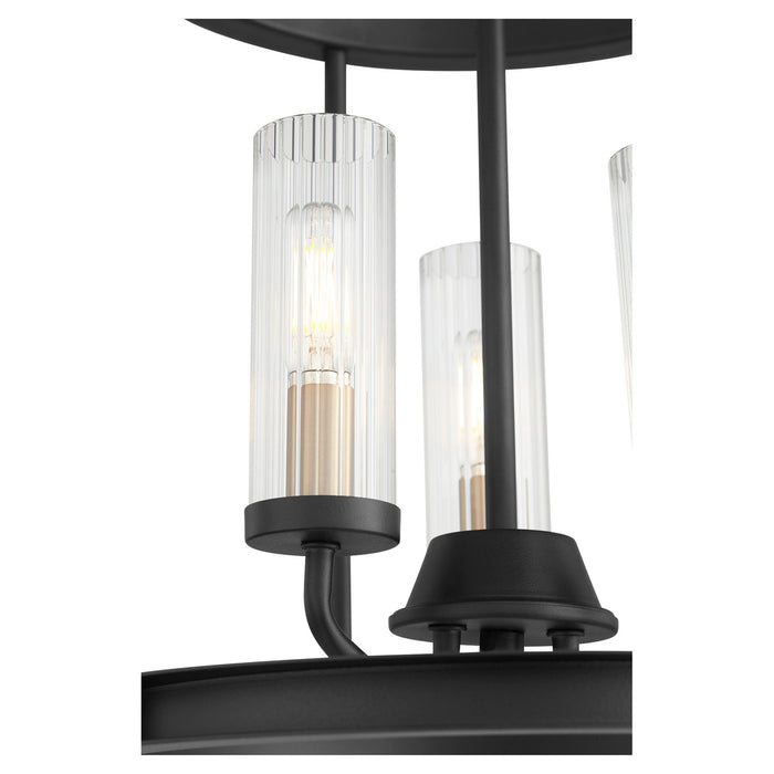 Three Light Entry Pendant from the Empire collection in Noir w/ Aged Brass finish