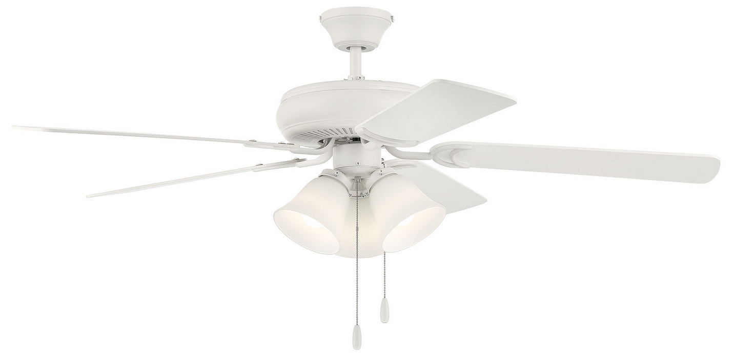 52``Ceiling Fan from the Decorator`s Choice 3 Light Kit collection in Matte White finish