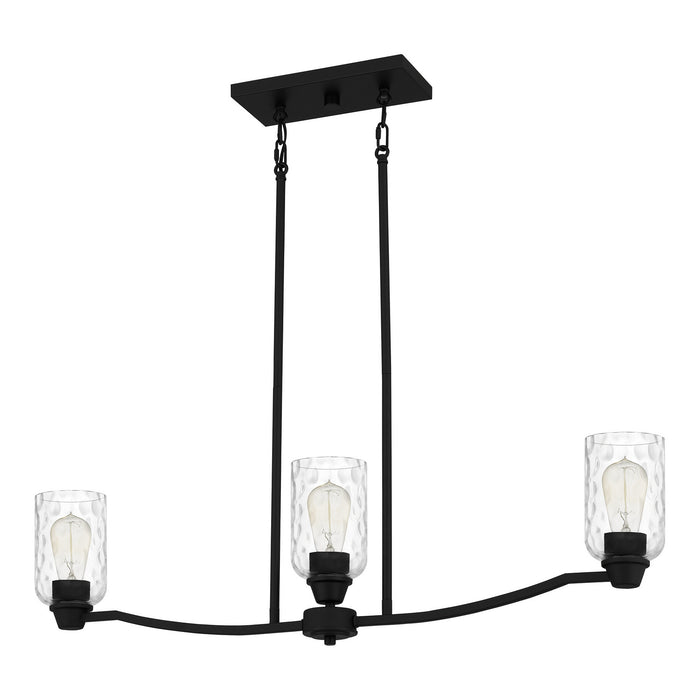 Three Light Linear Chandelier from the Acacia collection in Matte Black finish