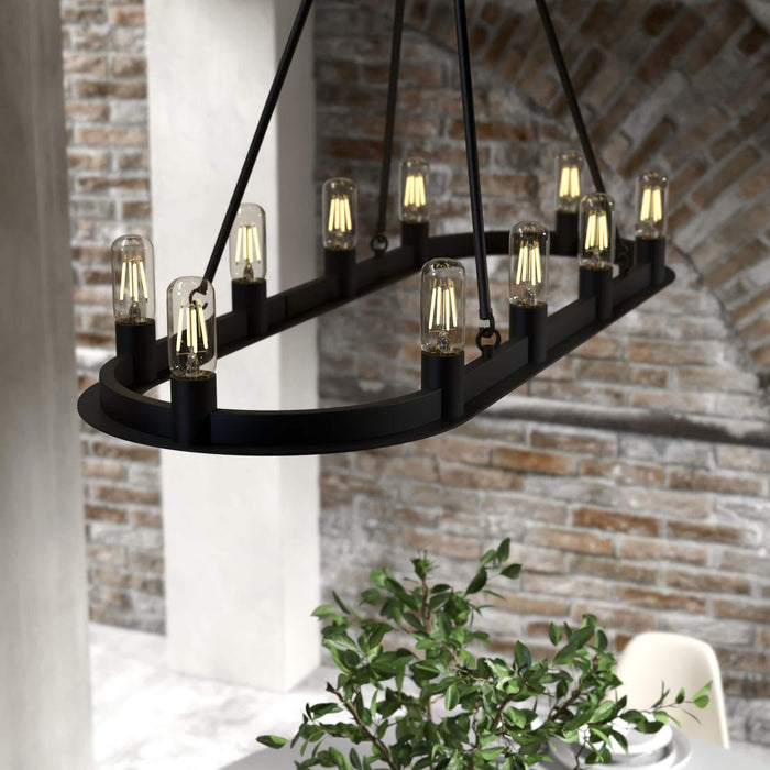 Ten Light Chandelier from the Saddlewood collection in Natural Iron finish